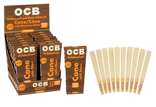 OCB Virgin Unbleached Pre-Rolled Cones 1 1/4 10pk