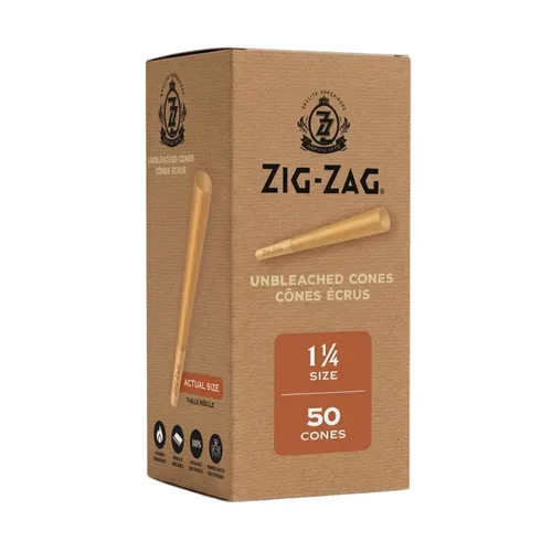 Zig Zag Rolling Cones Mini-Bulk Unbleached 1 1/4 Cones Pack of 50