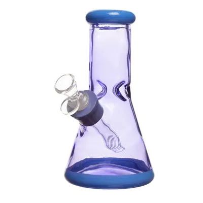 8" 7mm Clear Glass Bong w/ Gift Box (Blue)