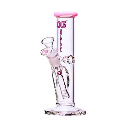 8" OG Original Color Rim Straight Tube Bong (Pink)