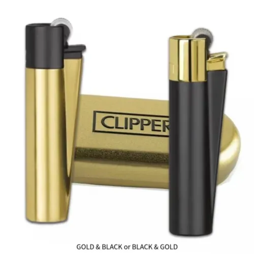 Metal Clipper Lighter - Black & Gold