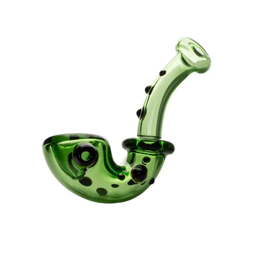 Red Eye Glass 4" Knobby Sherlock Hand Pipe - Green