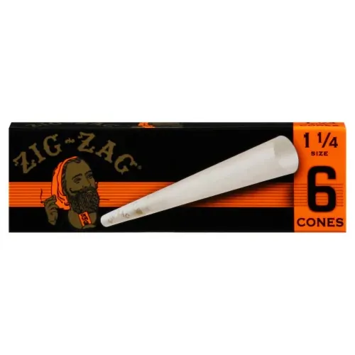 Zig Zag - 1 1/4 Black Cone (6pack)