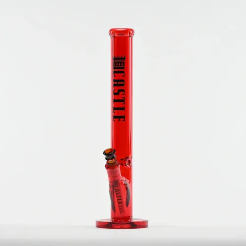 Castle Glassworks Straight Tube Glass Bong 18" 9mm - Red