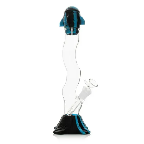 Lit Silicone Rocket Launch Water Pipe with glass bowl 13.5"