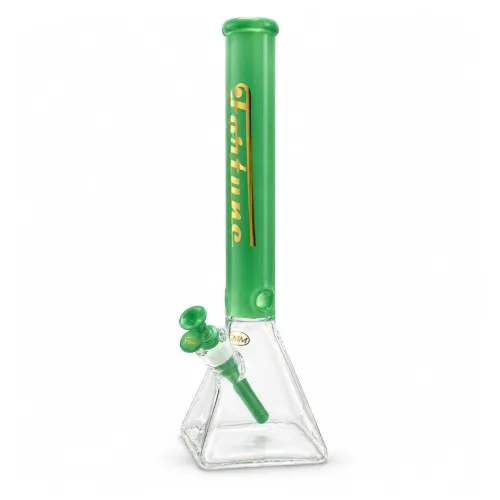 Fortune Square Base Glass Water Pipe 18" - green