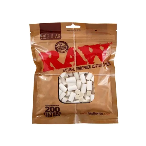 Raw cotton cigarette Filter - 8MM 200 Pcs