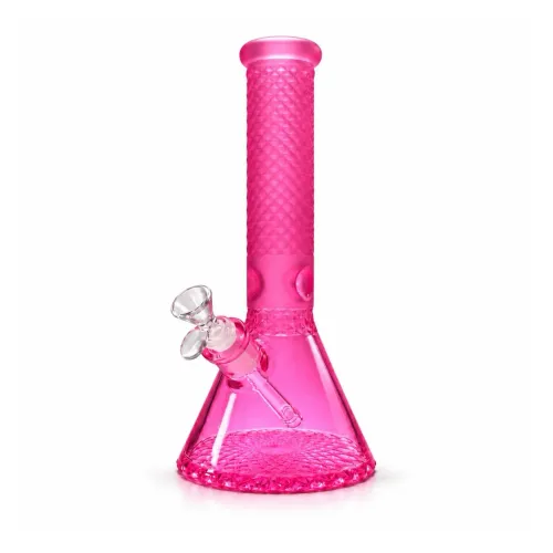 Crystal Facet Beaker Bong 12.5" - Pink