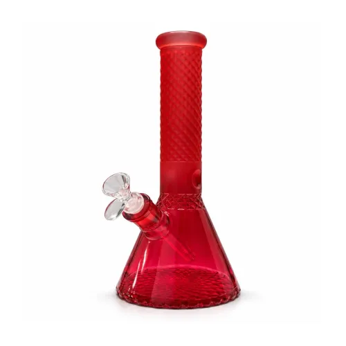 Crystal Facet Beaker Bong 12.5" 7mm - Red