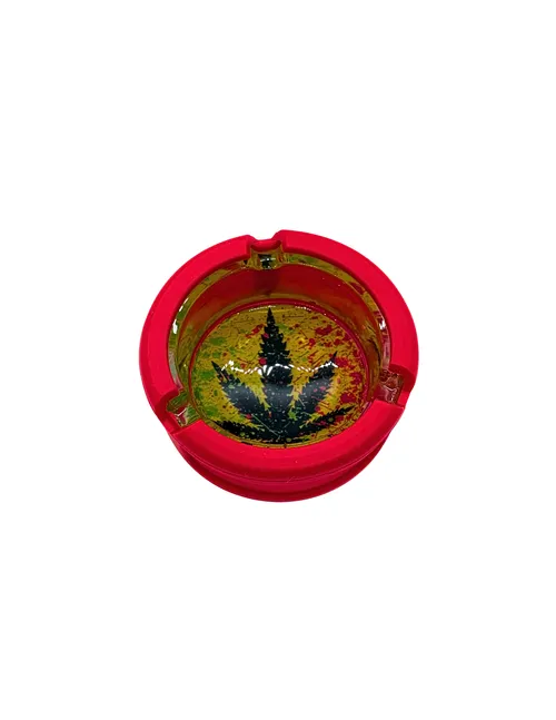 Glow-in-the-Dark Premium Glass Ashtray | Red