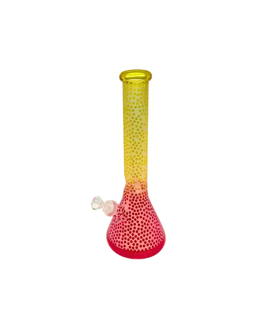 12" Frosted 7mm Glass Bong | Red & Yellow