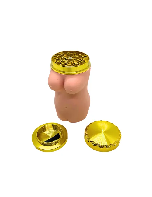 4-Part 60mm Sexy Body Metal Herb Grinder - Silicone Body with Big Storage
