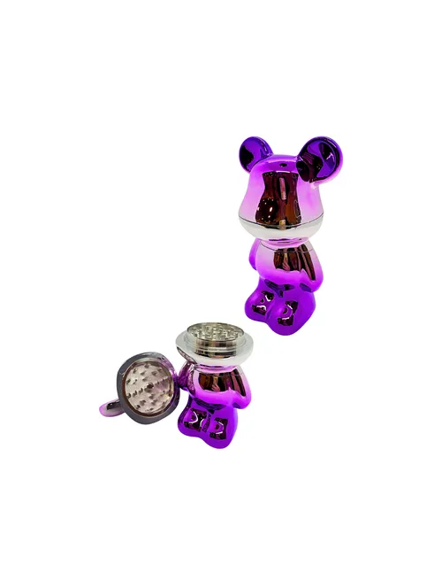 3-Piece Bear Design Metal Grinder | Purple
