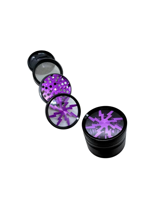 2.5" Lightning Aluminum Grinder 4 Layers with Color Acrylic Window