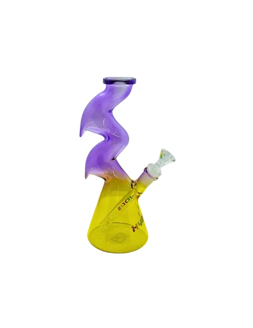 10.4" HYDRO Zig-Zag Beaker Glass Bong | Purple + Yellow