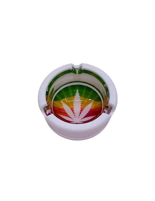 Glow-in-the-Dark Premium Glass Ashtray | White