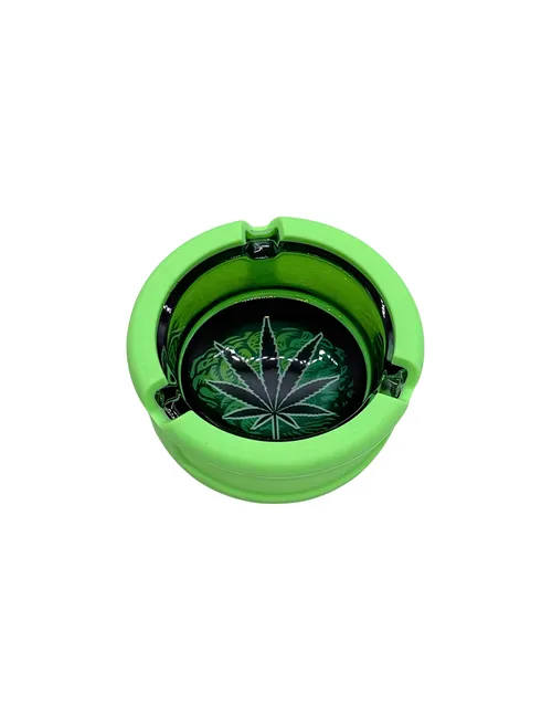 Glow-in-the-Dark Premium Glass Ashtray | Green