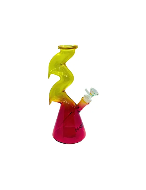 10.4" HYDRO Zig-Zag Beaker Glass Bong | Yellow + Red