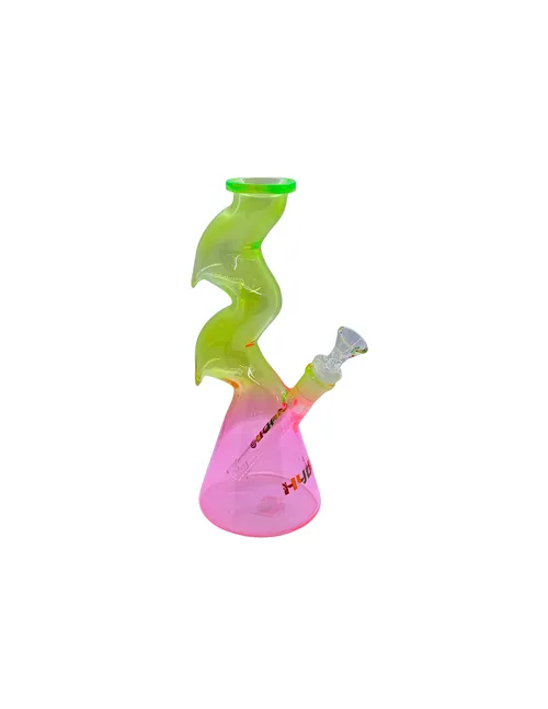 10.4" HYDRO Zig-Zag Beaker Glass Bong | Green + Pink
