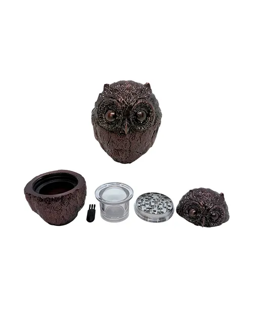 Owl 3 Parts Metal Grinder | Bronze (2)