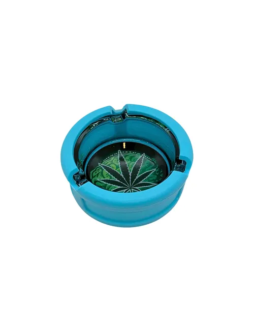 Glow-in-the-Dark Premium Glass Ashtray | Blue