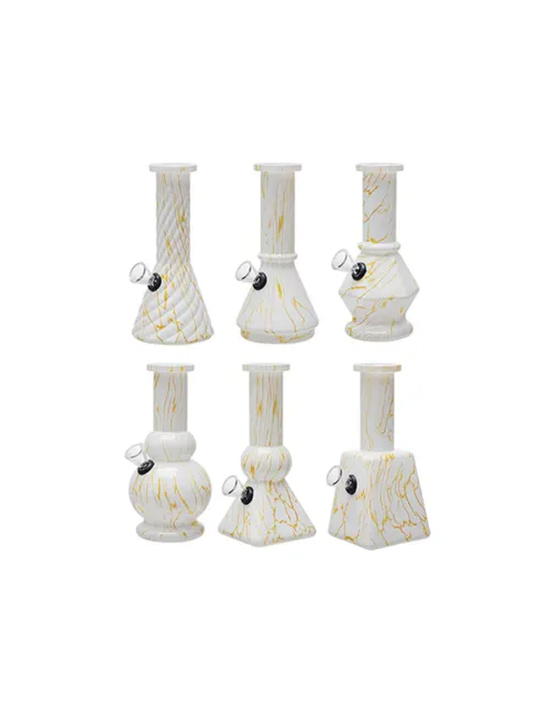 6" Marble Soft Glass Mini Bongs - Assorted