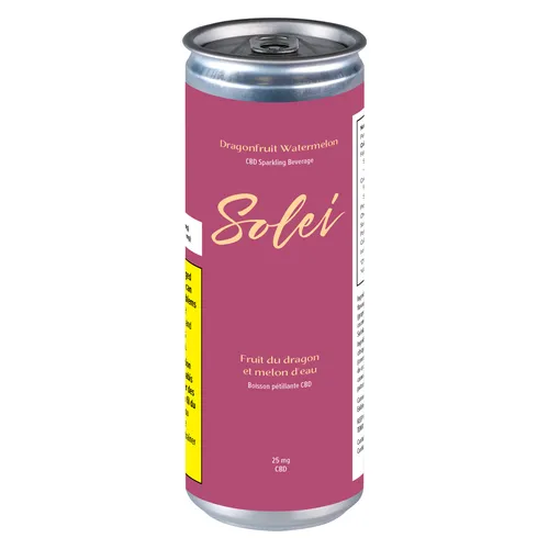 Solei - Dragonfruit Watermelon CBD - Dragonfruit Watermelon CBD Sparkling Beverage 355ml Beverages