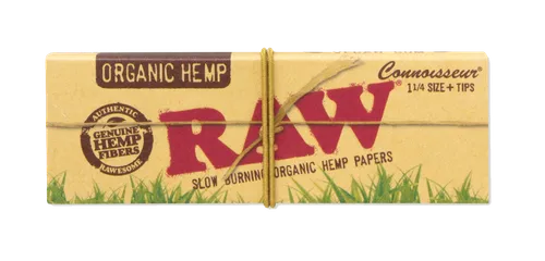 RAW Rolling Papers - Organic Hemp | 1 1/4 Connoisseur w/ Tips