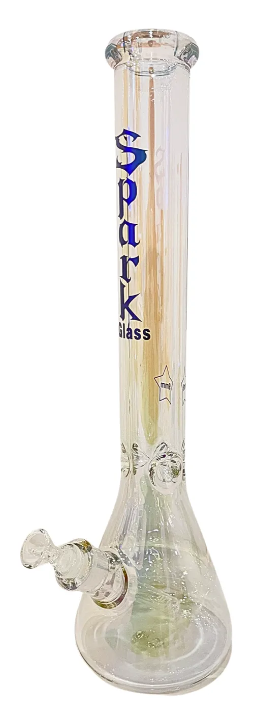 18" Spark Electroplated 9mm Glass Water Bong - 18" Spark Electroplated 9mm Glass Water Bong - White