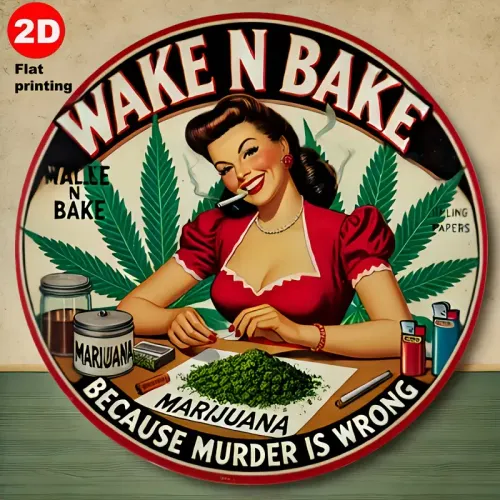 Wake n Bake Vintage-Style Round Wooden Wall Art Sign - 7.87x7.87 Inches Wake n Bake Vintage-Style Round Wooden Wall Art Sign - 7.87x7.87 Inches