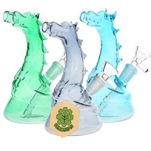 6" Puff The Magic Dragon Waterpipe - Sesh Gear Grey or Pink
