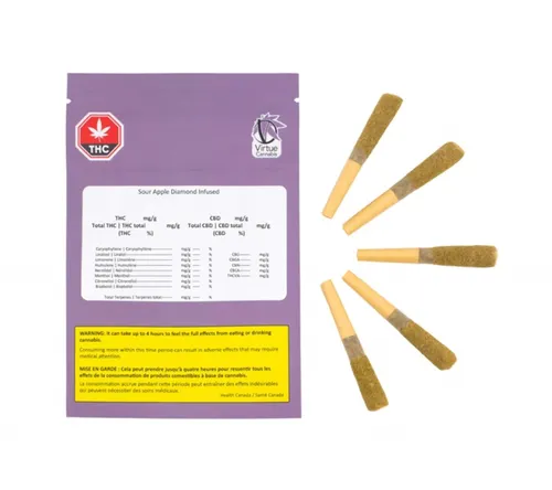 Virtue Sour Apple Diamond Infused Pre Rolls Virtue Sour Apple Diamond Infused Pre Rolls