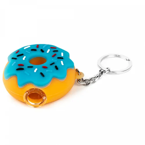 LIT Silicone 2.25" Donut Hand Pipe & Keychain - Blue