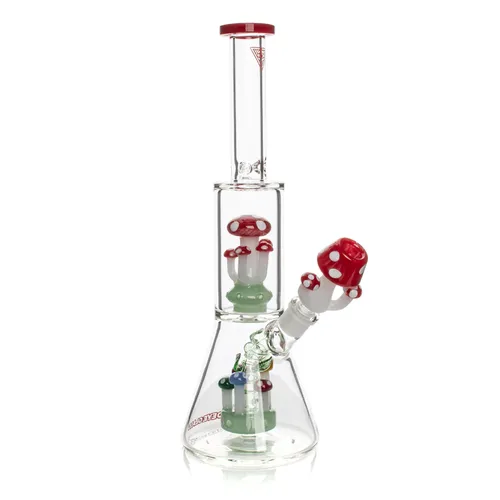 Red Eye Glass 12" Amanita (Mushroom) Dual Chamber Beaker - Red