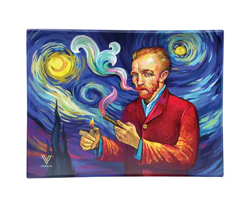 Premium Glass Rolling Tray - "Smoky Night"
