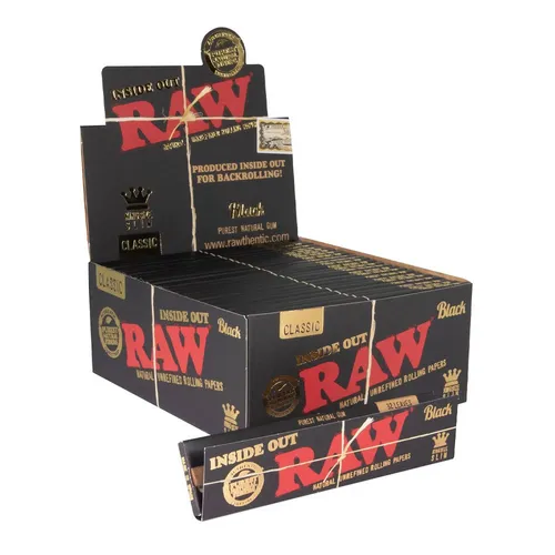 RAW King Size Slim Black Inside Out Artisan Rolling Papers - King