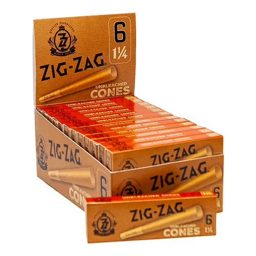 Zig-Zag 1 1/4 Unbleached 6 Cones