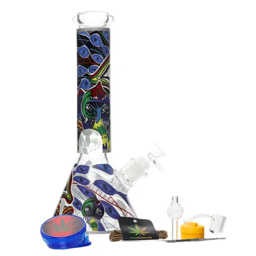 Bong 12" 5mm Eye of the Storm Glass Bong 9-in-1 Dab Kit (Design C)
