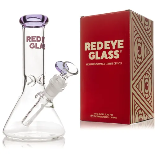 Red Eye Glass 8" Beaker Base Bong - Purple