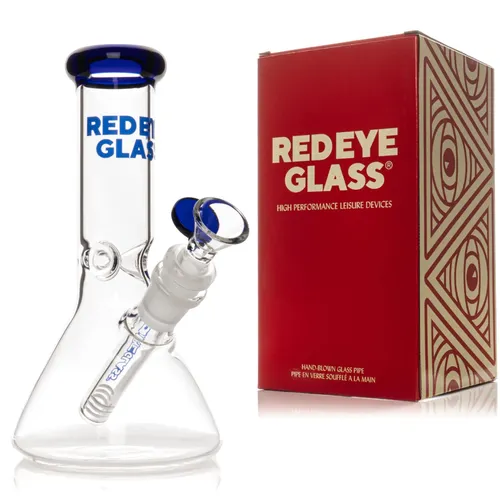 Red Eye Glass 8" Beaker Base Bong - Blue