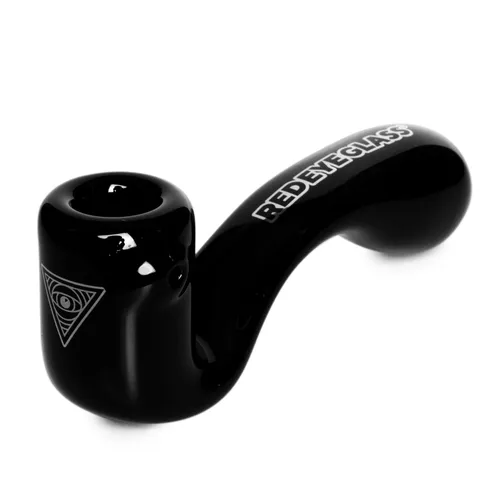 Red Eye Glass 5" Sherlock Hand Pipe - Black