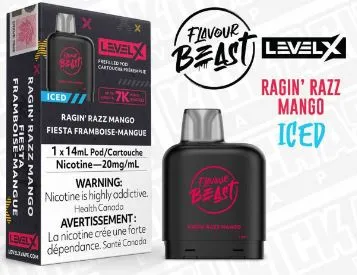 Level X Nicotine Pods- Flavour Beast- Ragin Razz Mango
