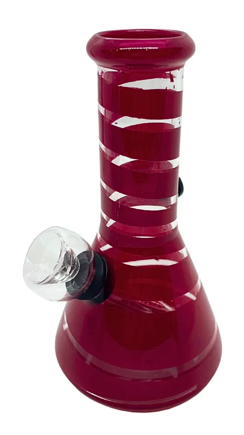 5" Waterpipe Glass Mini Bong - 5" Waterpipe Glass Mini Bong - Red Stripe