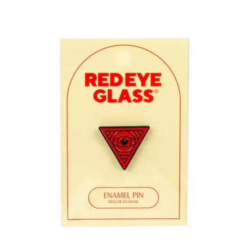 Red Eye Glass Triangle Pin