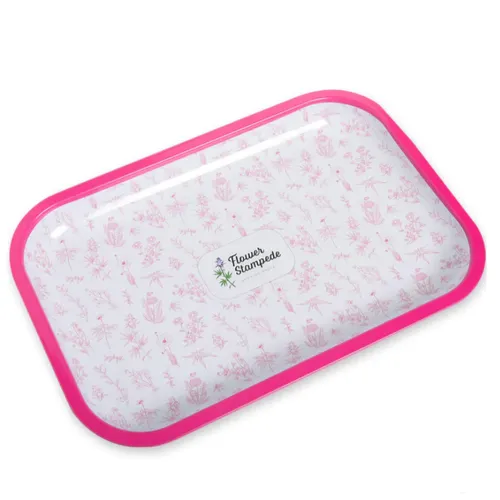Flower Stampede - Medium Rolling Tray  - White/Pink