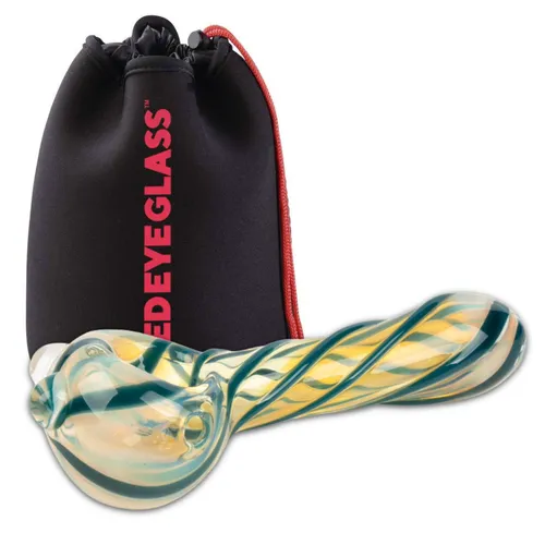 Red Eye Glass 3.25" Nugget Hand Pipe - Teal