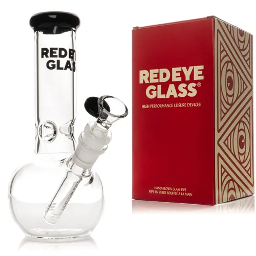 Red Eye Glass 8" Bubble Base Bong - Black