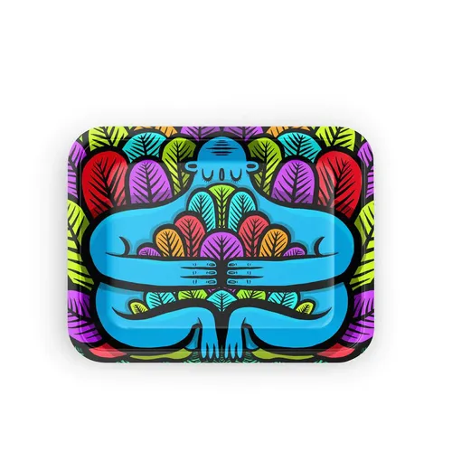 Metal Rolling Tray - "Blue Statue"