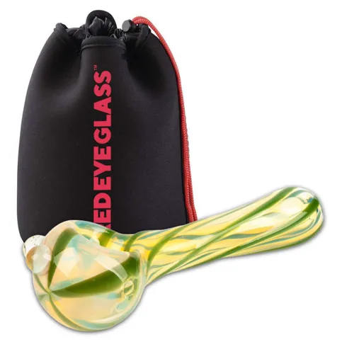 Red Eye Glass 3.25" Nugget Hand Pipe - Green