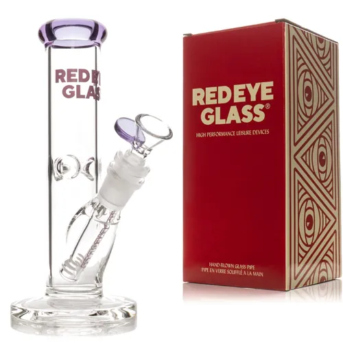 Red Eye Glass 8" Straight Base Bong - Purple